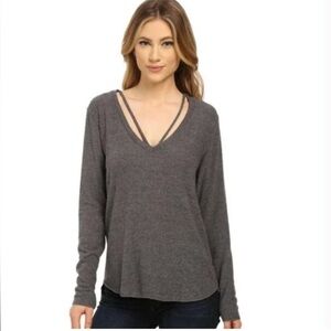 REVOLVE LNA Slub Knit Strappy Hoodie Size Small